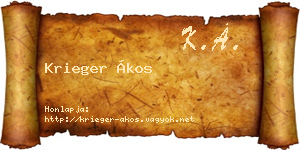 Krieger Ákos névjegykártya